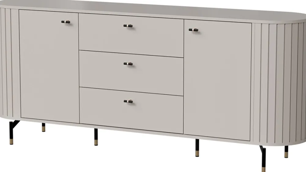 Komody>DOLMAR Nowoczesna czarna komoda z szufladami 190 cm ZELDA kaszmir