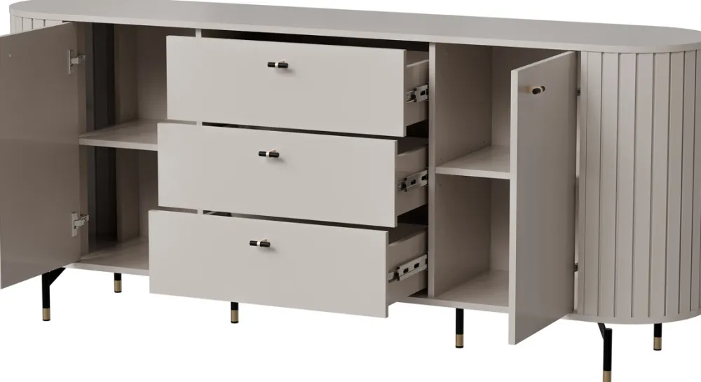 Komody>DOLMAR Nowoczesna czarna komoda z szufladami 190 cm ZELDA kaszmir