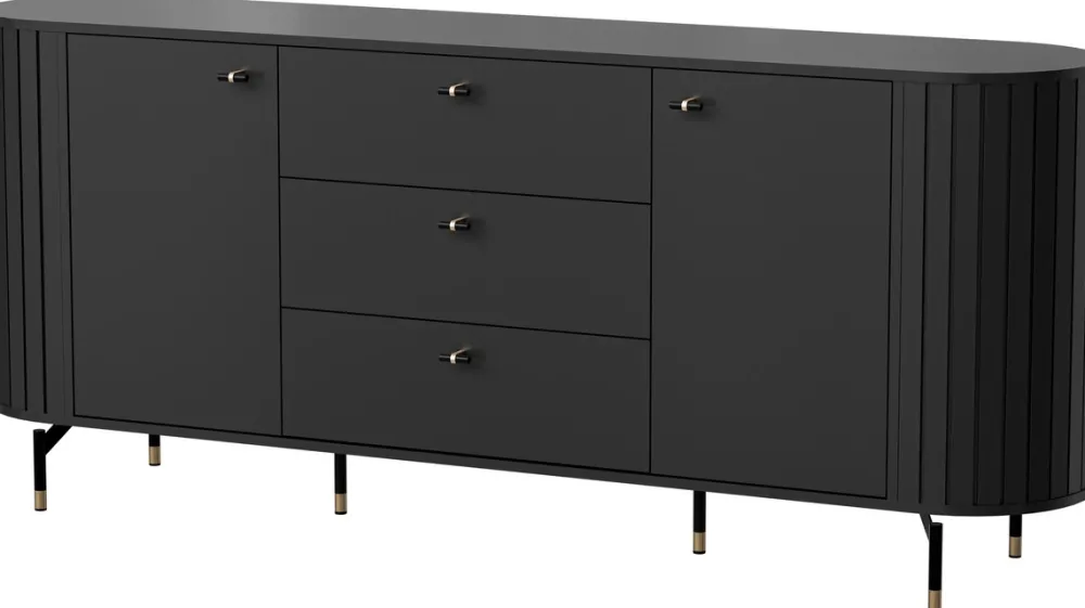 Komody>DOLMAR Nowoczesna czarna komoda z szufladami 190 cm ZELDA czarny