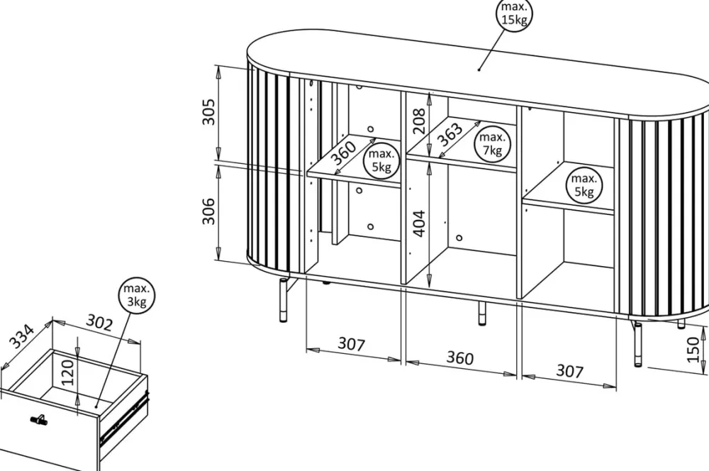 Komody>DOLMAR Nowoczesna czarna komoda z szufladami 150 cm ZELDA czarny