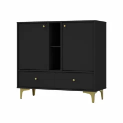 Komody>Lempert Nowoczesna czarna mała komoda z szufladami 100 cm TOKEN czarny grafit