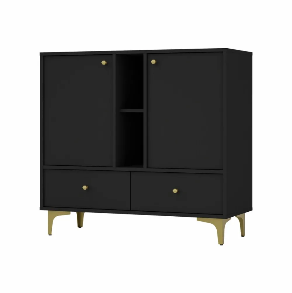 Komody>Lempert Nowoczesna czarna mała komoda z szufladami 100 cm TOKEN czarny grafit