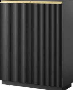 Meblościanki>PIASKI Nowoczesna czarna meblościanka do salonu z szafką RTV RAVO czarny