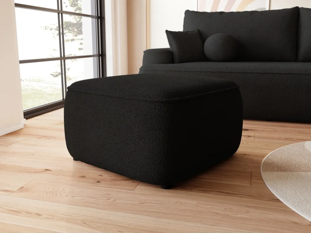 Pufy>BROMARKT Nowoczesna czarna pufa boucle do salonu CARMELLO
