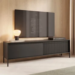 Szafki Rtv></noscript>LASKI Nowoczesna czarna szafka RTV pod telewizor 187 cm do salonu SAREVO czarny