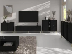 Szafki Rtv></noscript>Lempert Nowoczesna czarna szafka RTV pod telewizor 180 cm TOKEN czarny grafit