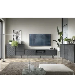 Szafki Rtv></noscript>PIASKI Nowoczesna czarna szafka RTV 180 cm z szufladą RODOS