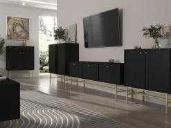 Szafki Nocne></noscript>Lempert Nowoczesna czarny stolik nocny 52 cm TOKEN czarny grafit