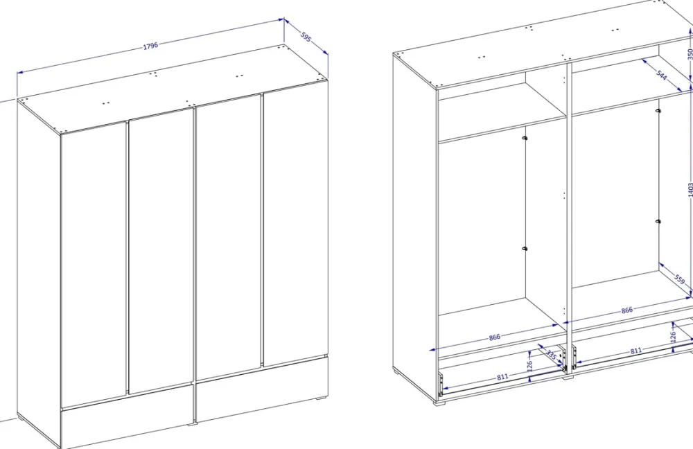 Meble Młodzieżowe|Zestawy Mebli Do Sypialni>Helvetia Nowoczesna duża szafa uchylna do sypialni 180 cm CROSS congo