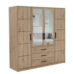 Meble Dla Dzieci|Meble Młodzieżowe>Stolar Nowoczesna duża szafa z lustrem i szufladami 196 cm KODA