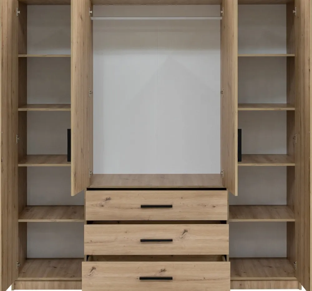 Meble Dla Dzieci|Meble Młodzieżowe>Stolar Nowoczesna duża szafa z lustrem i szufladami 196 cm KODA