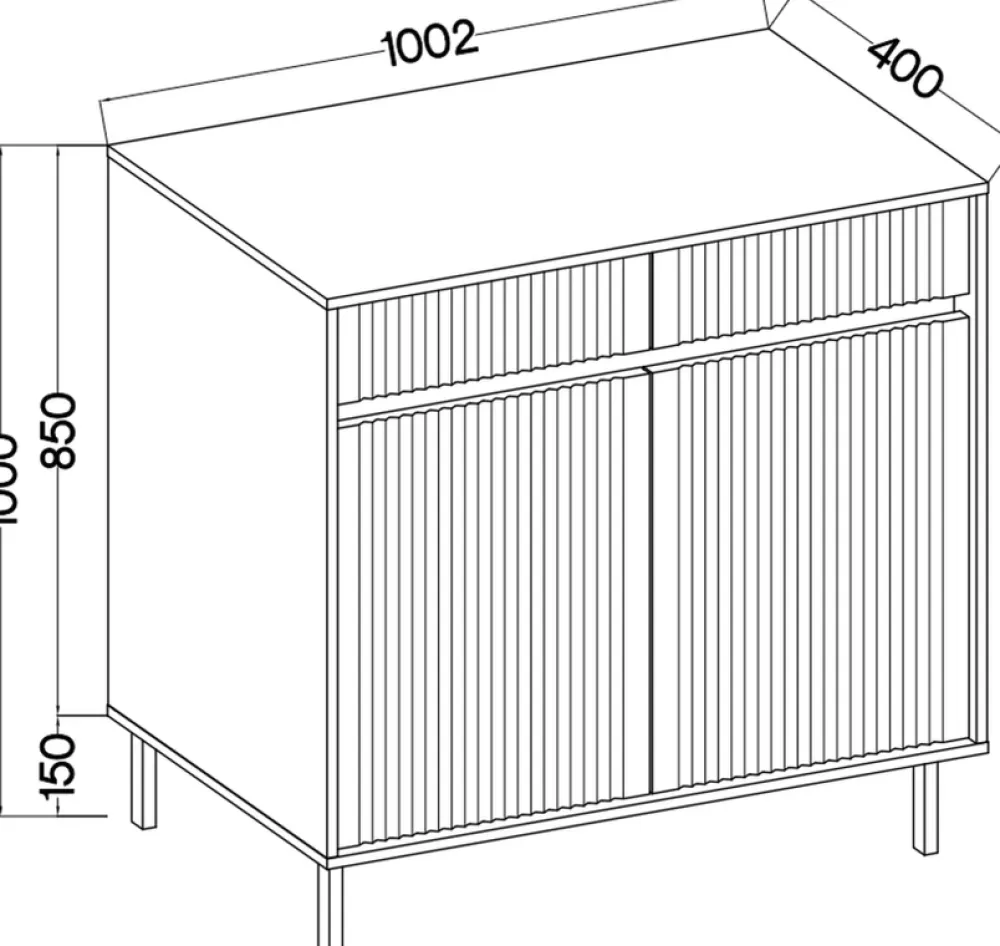 Zestawy Mebli Do Salonu|Komody>Lempert Nowoczesna dwudrzwiowa komoda z szufladami 100 cm OMEGA beż piaskowy