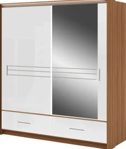 Szafy Dwudrzwiowe|Szafy Z Lustrem>Stolar Nowoczesna dwudrzwiowa szafa przesuwna z lustrem 203 cm ARISA