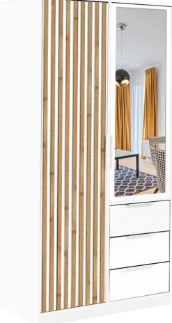 Meble Młodzieżowe|Zestawy Mebli Do Przedpokoju>Stolar Nowoczesna dwudrzwiowa szafa z lamelami 100 cm BILL