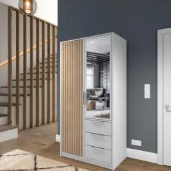 Meble Młodzieżowe|Zestawy Mebli Do Przedpokoju></noscript>Stolar Nowoczesna dwudrzwiowa szafa z lamelami 100 cm BILL