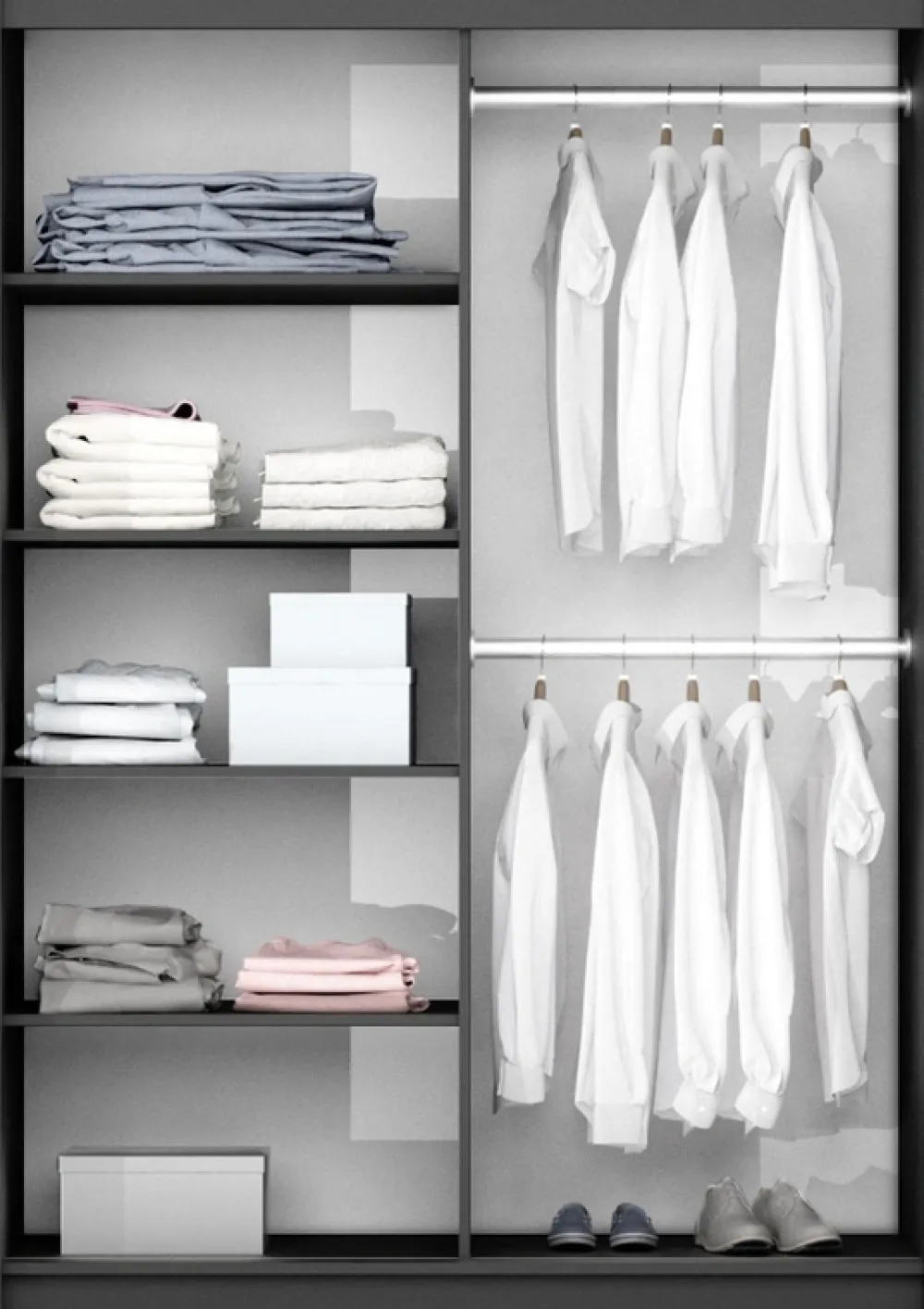 Meble Dla Dzieci|Szafy Dwudrzwiowe>Stolar Nowoczesna dwudrzwiowa szafa przesuwna z lustrem 150 cm VASCO platinum