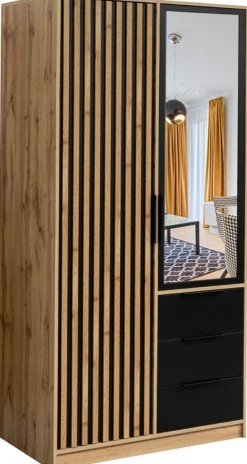 Szafy Dwudrzwiowe|Szafy Do Przedpokoju>Stolar Nowoczesna dwudrzwiowa szafa z lamelami 100 cm BILL