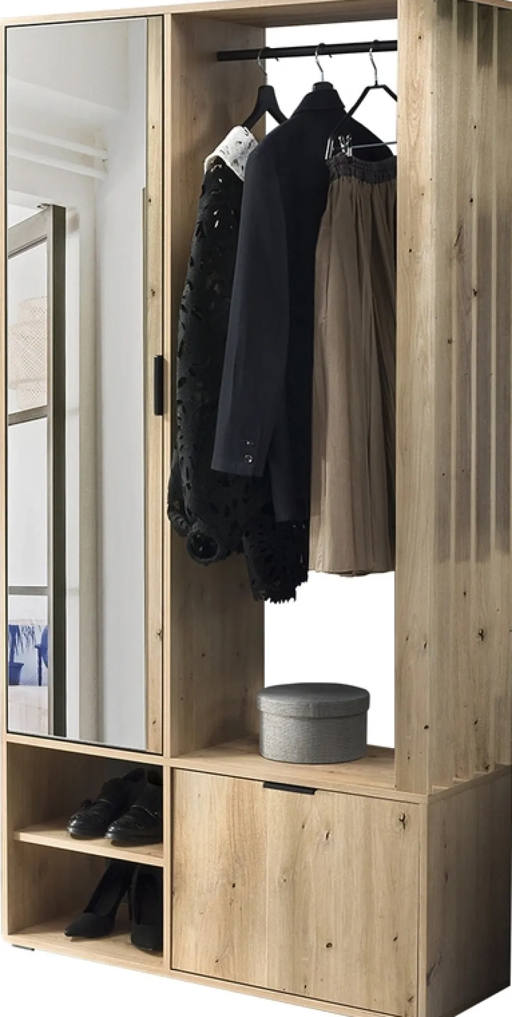 Garderoby|Zestawy Mebli Do Przedpokoju>JARSTOL Nowoczesna garderoba do przedpokoju z lustrem MORTIS dąb artisan