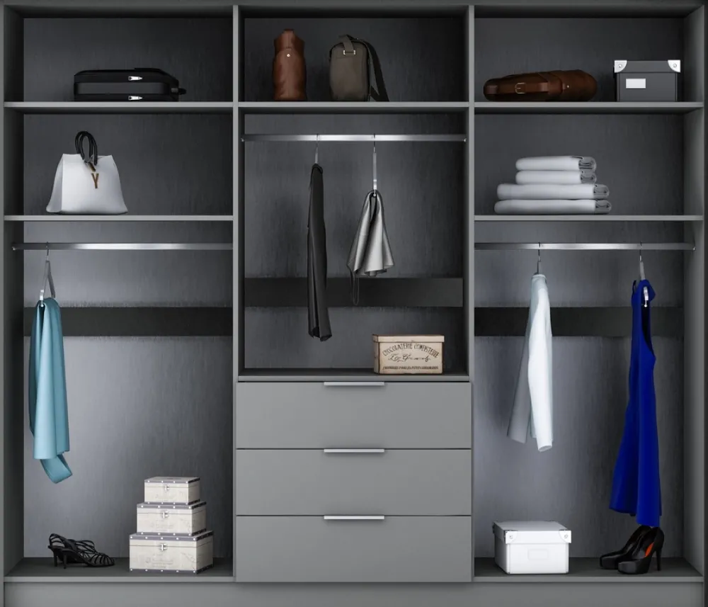 Meble Młodzieżowe|Zestawy Mebli Do Przedpokoju>Stolar Nowoczesna owa duża szafa do sypialni 255 cm BANG grafit