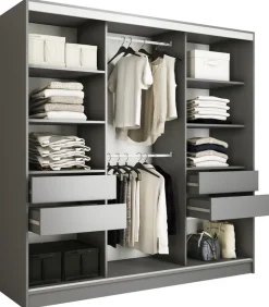 Szafy Trzydrzwiowe|Szafy Do Przedpokoju>BROMARKT Nowoczesna owa szafa przesuwna 180 cm TOP grafit