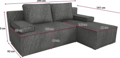 Narożniki></noscript>IZABELLA MEBLE Nowoczesna kanapa narożna z funkcją spania i pojemnikiem CASPAR