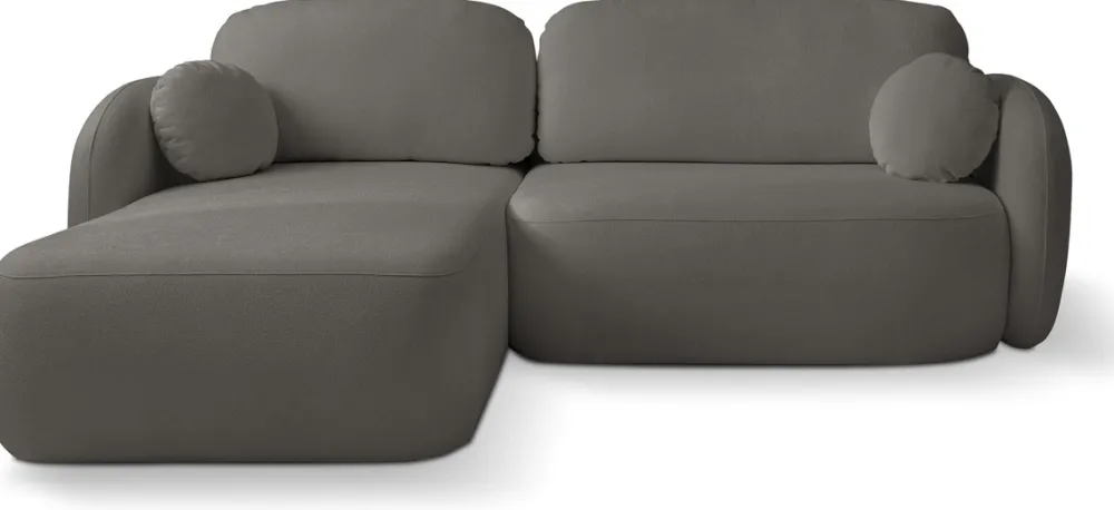 Narożniki>LASKI Nowoczesna kanapa narożna z funkcją spania do salonu grafit OMERO