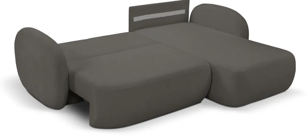 Narożniki>LASKI Nowoczesna kanapa narożna z funkcją spania do salonu grafit OMERO