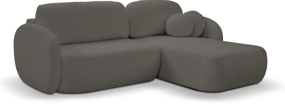 Narożniki>LASKI Nowoczesna kanapa narożna z funkcją spania do salonu grafit OMERO