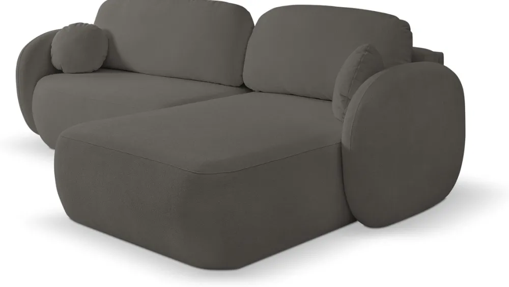 Narożniki>LASKI Nowoczesna kanapa narożna z funkcją spania do salonu grafit OMERO