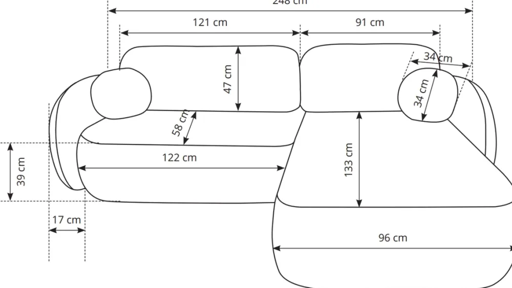 Narożniki>LASKI Nowoczesna kanapa narożna z funkcją spania do salonu grafit OMERO