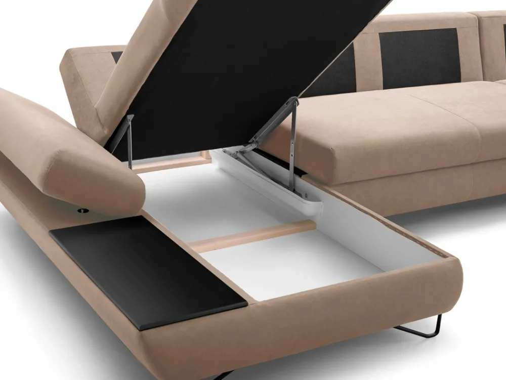 Narożniki>LASKI Nowoczesna kanapa narożna U z funkcją spania LORENS