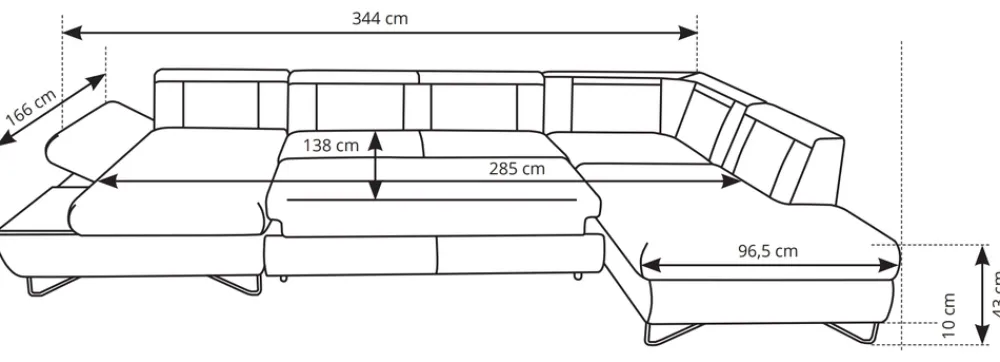 Narożniki>LASKI Nowoczesna kanapa narożna U z funkcją spania LORENS
