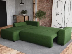 Meble Dla Dzieci|Narożniki>BROMARKT Nowoczesna kanapa narożna z funkcją spania do salonu ROMEO zielony