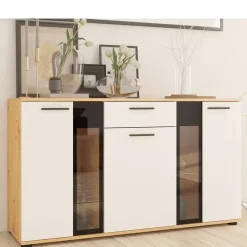 Komody>Lempert Nowoczesna Komoda 140 cm Biały Dąb Artisan KUBA