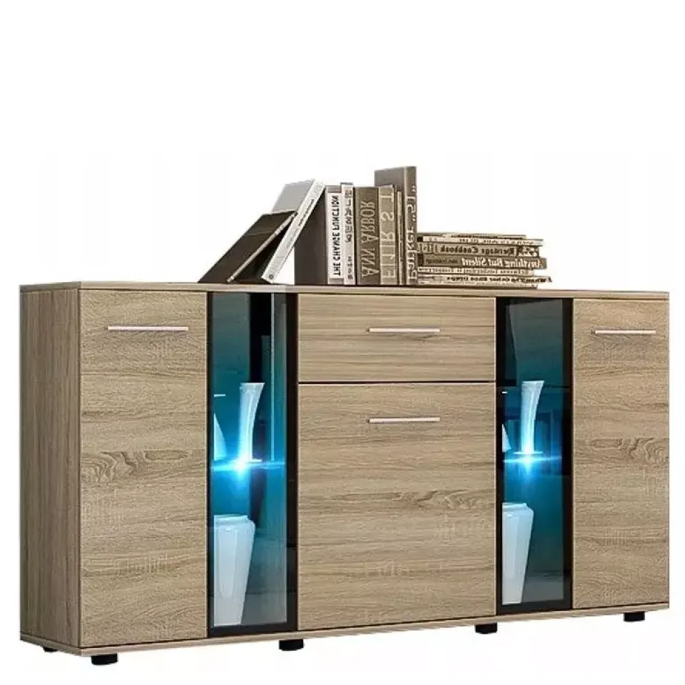 Komody>Lempert Nowoczesna Komoda 140 cm KUBA dąb sonoma