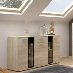 Komody>Lempert Nowoczesna Komoda 140 cm KUBA dąb sonoma