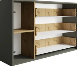 Meble Młodzieżowe|Zestawy Mebli Do Sypialni></noscript>MEBLOSIEK Nowoczesna komoda 125 cm do sypialni z szufladami RUSTICA szary grafit