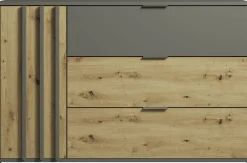 Meble Młodzieżowe|Zestawy Mebli Do Sypialni></noscript>MEBLOSIEK Nowoczesna komoda 125 cm do sypialni z szufladami RUSTICA szary grafit