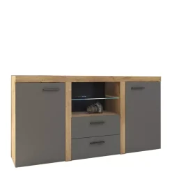 Komody>Lempert Nowoczesna komoda 156 cm Grafit Dąb Lefkas SAMBA