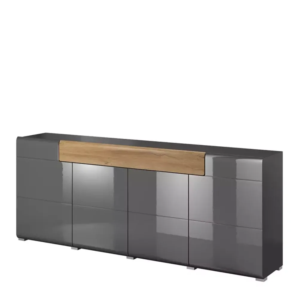 Zestawy Mebli Do Salonu|Komody>Helvetia Nowoczesna komoda 208 cm TENDER antracyt połysk