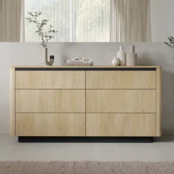 Zestawy Mebli Do Salonu|Komody>LASKI Nowoczesna komoda 160 cm z szufladami do salonu dąb cremona TORDIO