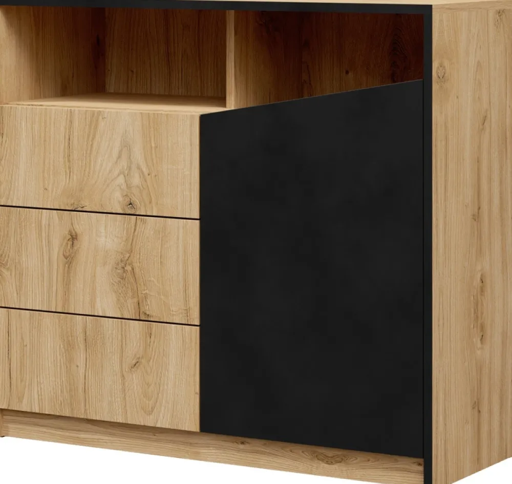 Zestawy Mebli Do Sypialni|Komody>JUREK Nowoczesna komoda 100 cm z szufladami i półką AMADEO dąb odwieczny