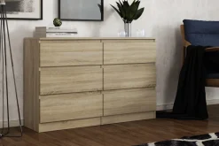 Komody>Meblohand Nowoczesna komoda 120 cm z szufladami do salonu AMPARO dąb sonoma