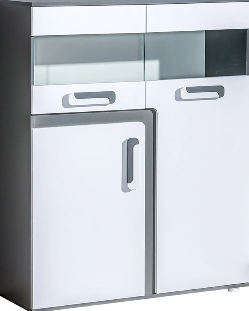 Zestawy Mebli Młodzieżowych|Komody>DOMEL Nowoczesna komoda 110 półki szyba APETITO