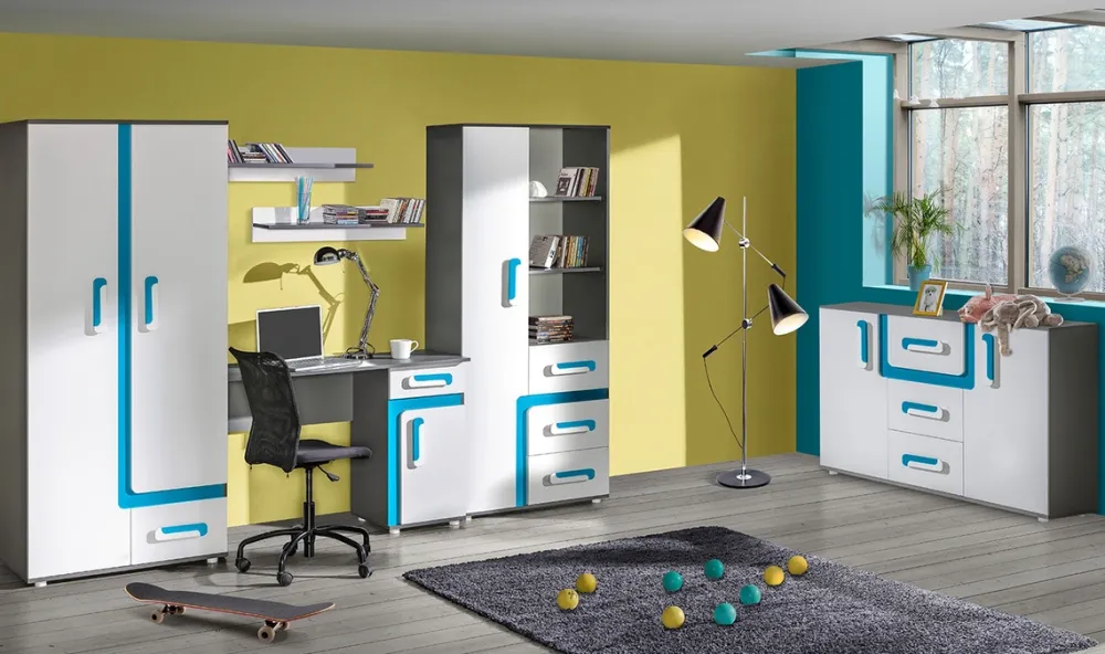 Zestawy Mebli Młodzieżowych|Komody>DOMEL Nowoczesna komoda 110 półki szyba APETITO