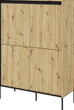 Komody>lenart. Nowoczesna komoda czterodrzwiowa do salonu z frezowanymi frontami TREND