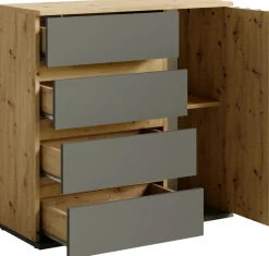 Komody>MEBLOSIEK Nowoczesna komoda do przedpokoju DORIOS z lamelami dąb artisan