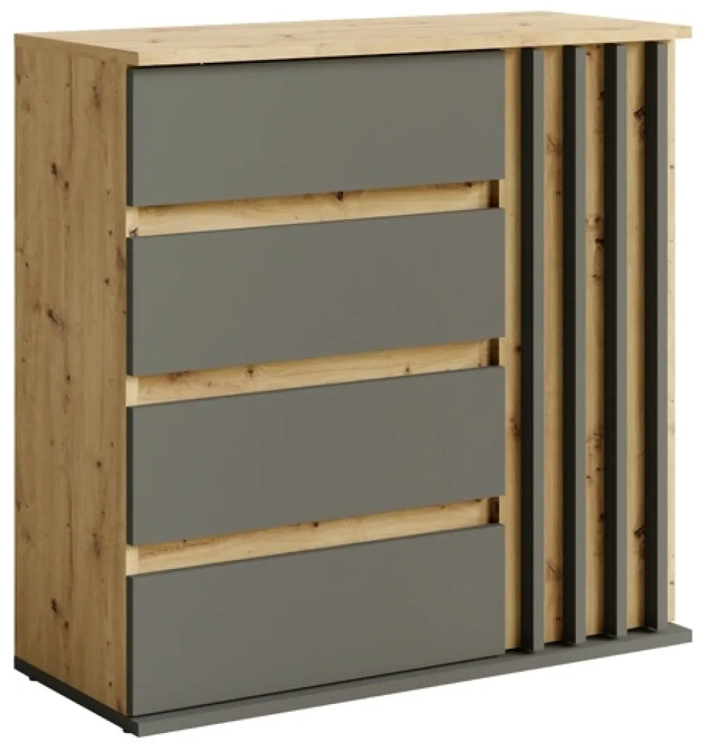 Komody>MEBLOSIEK Nowoczesna komoda do przedpokoju DORIOS z lamelami dąb artisan