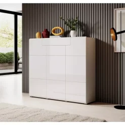 Komody></noscript>Helvetia Nowoczesna komoda do salonu TENDER połysk biały