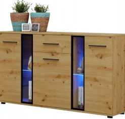 Komody>Lempert Nowoczesna komoda do salonu 140 cm CUBE dąb artisan